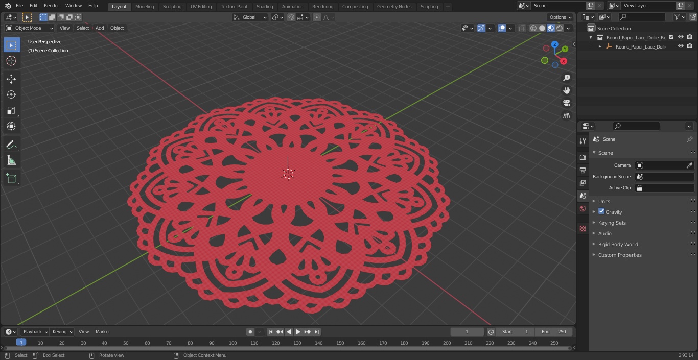 3D Round Paper Lace Doily Red