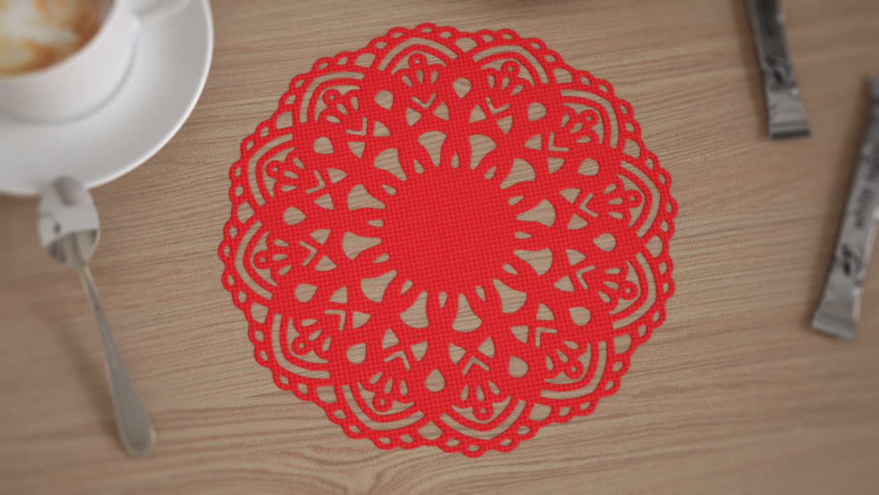 3D Round Paper Lace Doily Red