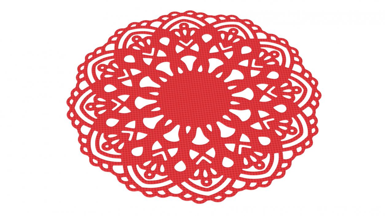 3D Round Paper Lace Doily Red