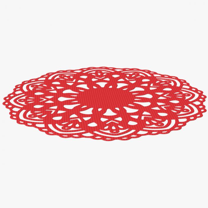 3D Round Paper Lace Doily Red