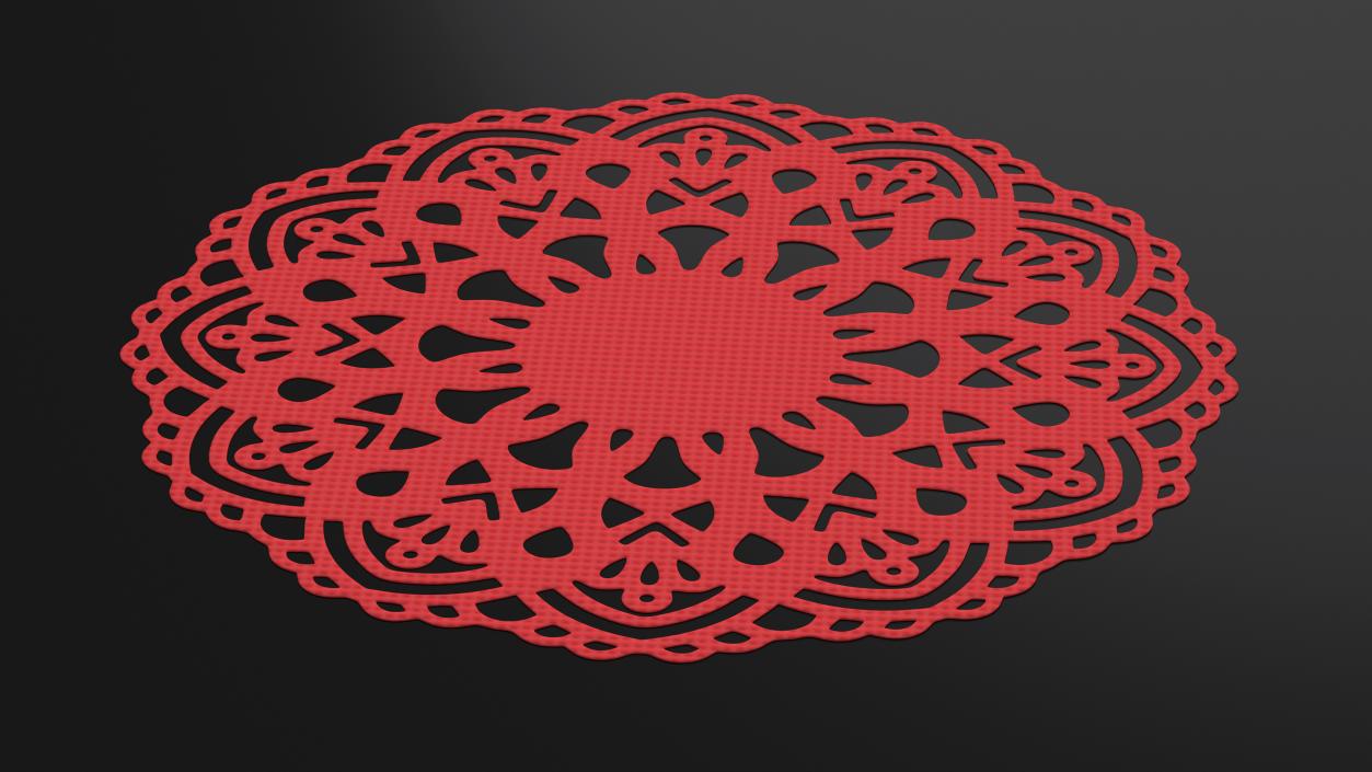 3D Round Paper Lace Doily Red