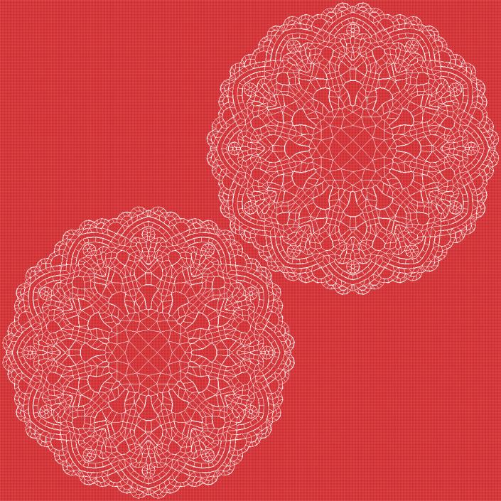 3D Round Paper Lace Doily Red