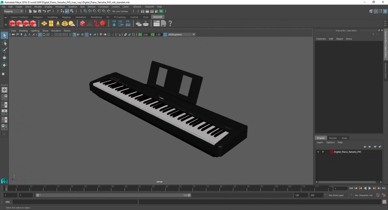 Digital Piano Yamaha P45 3D model