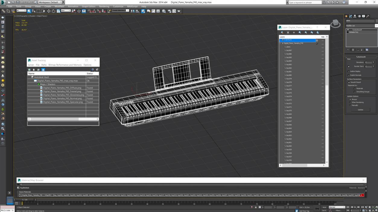 Digital Piano Yamaha P45 3D model