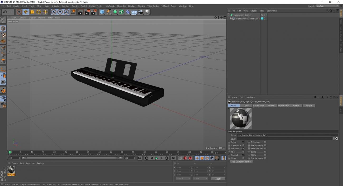 Digital Piano Yamaha P45 3D model