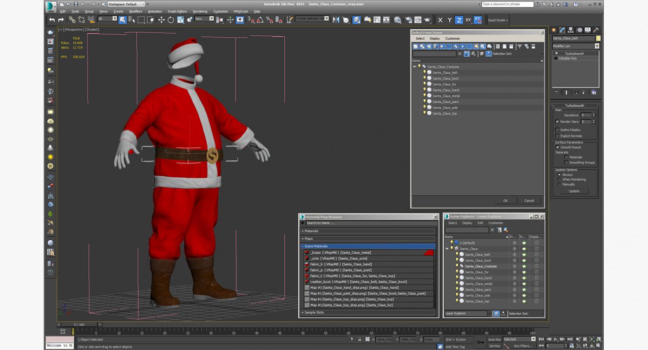 Santa Claus Costume 3D model