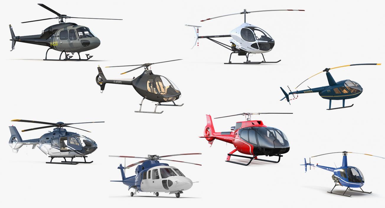 Rigged Private Helicopters Collection 6 3D model