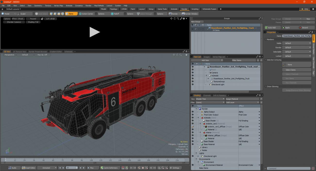 3D Rosenbauer Panther 6x6 Firefighting Truck