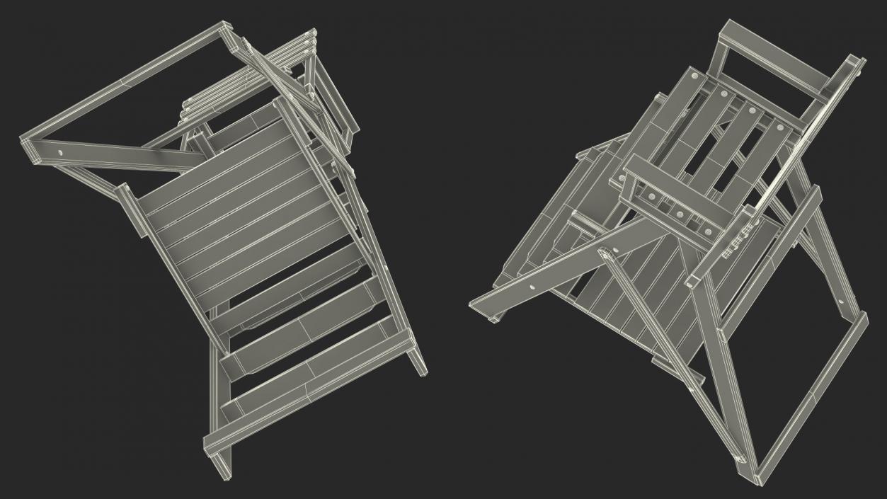 Wooden Umpire Chair 3D model