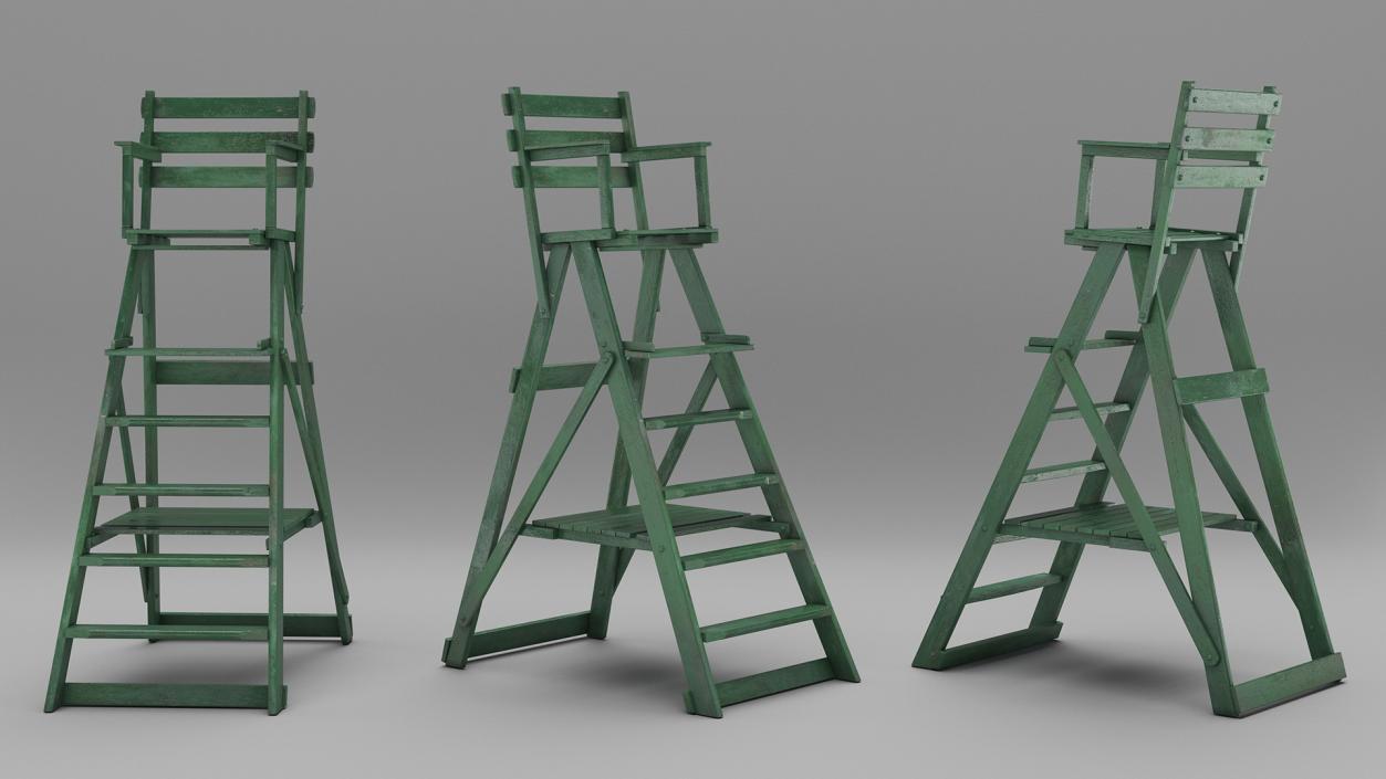 Wooden Umpire Chair 3D model