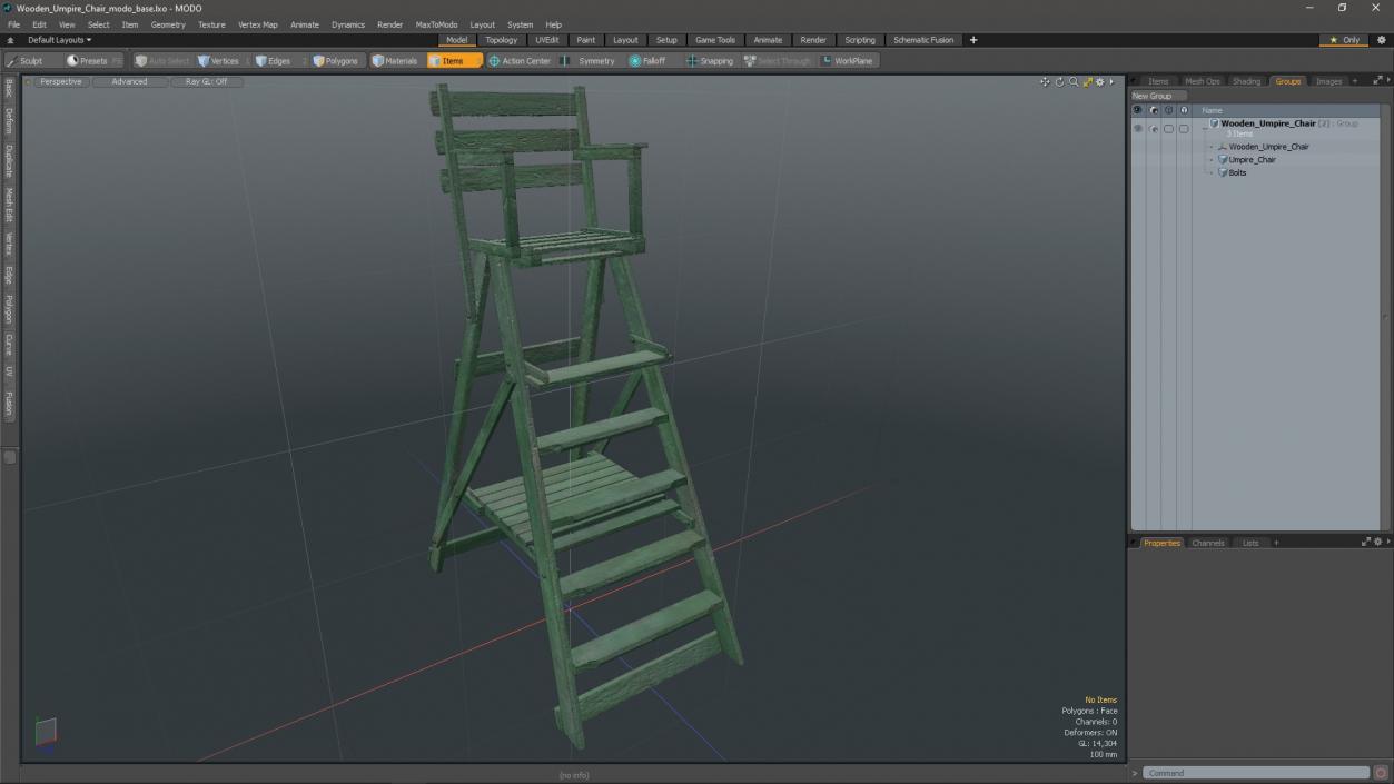 Wooden Umpire Chair 3D model