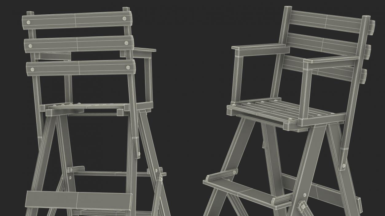 Wooden Umpire Chair 3D model