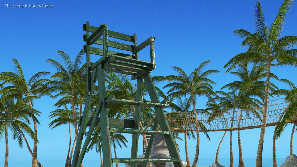 Wooden Umpire Chair 3D model