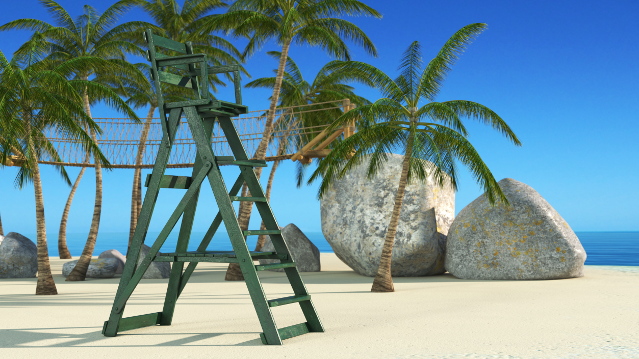 Wooden Umpire Chair 3D model