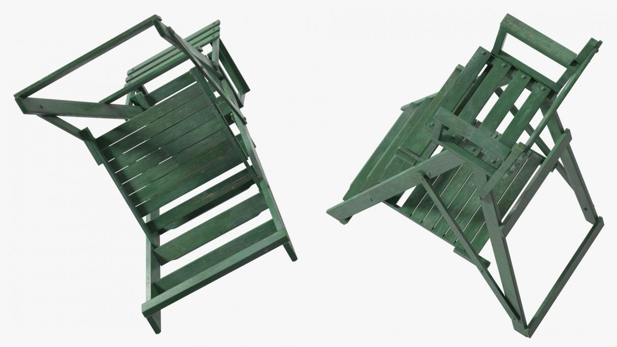 Wooden Umpire Chair 3D model