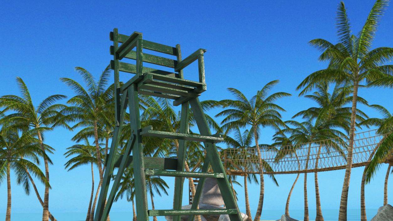 Wooden Umpire Chair 3D model