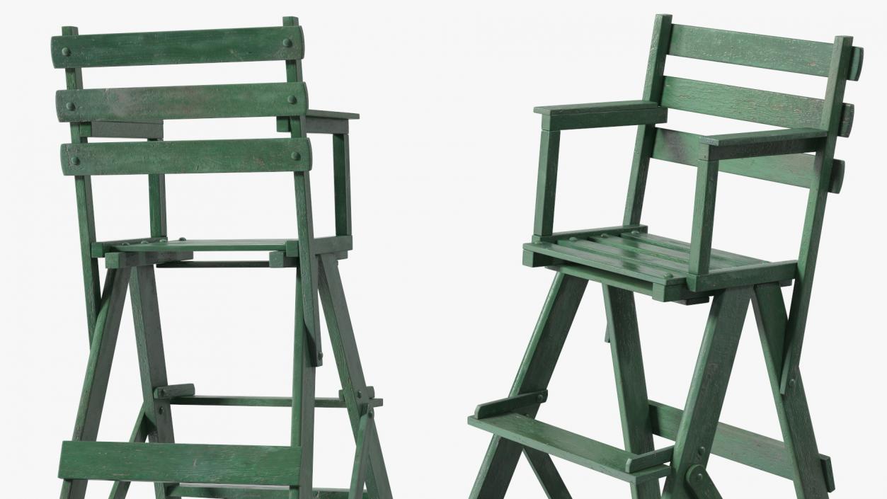 Wooden Umpire Chair 3D model