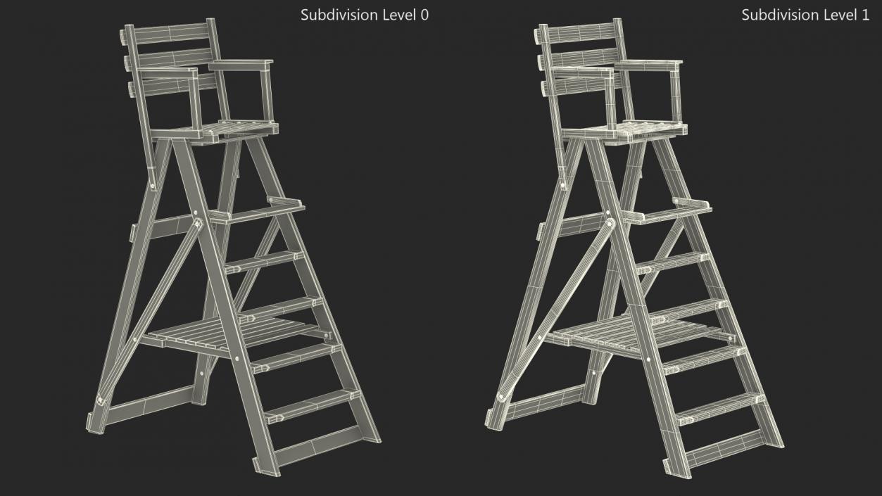 Wooden Umpire Chair 3D model