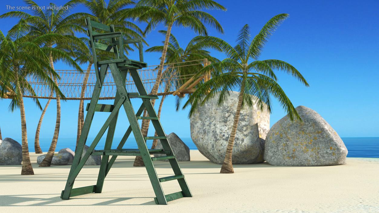 Wooden Umpire Chair 3D model