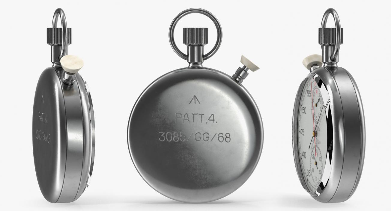 3D Stainless Steel Analogue Pocket Stopwatch