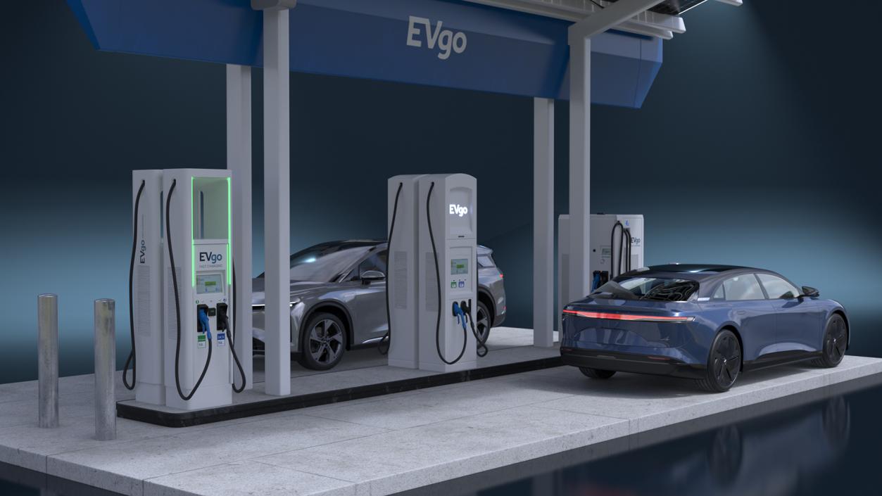 Lucid Electric Cars on EVgo Fast Charging Station 3D model