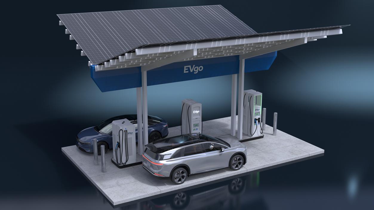 Lucid Electric Cars on EVgo Fast Charging Station 3D model