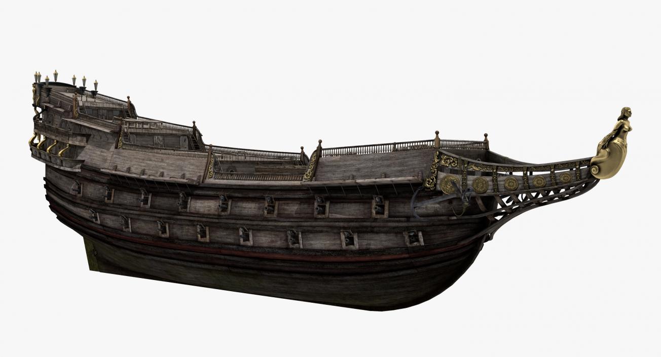 3D Galeon Old Historical Sail Ship