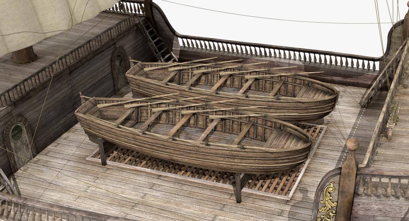 3D Galeon Old Historical Sail Ship