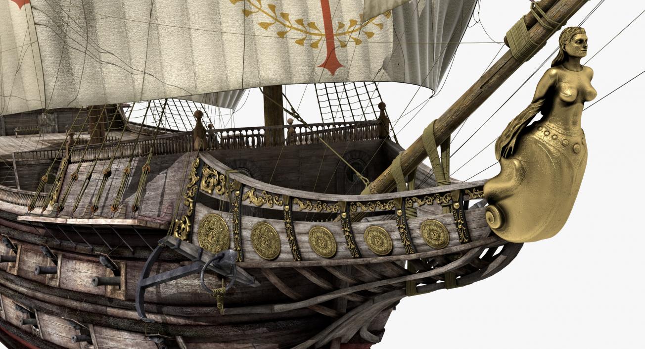 3D Galeon Old Historical Sail Ship