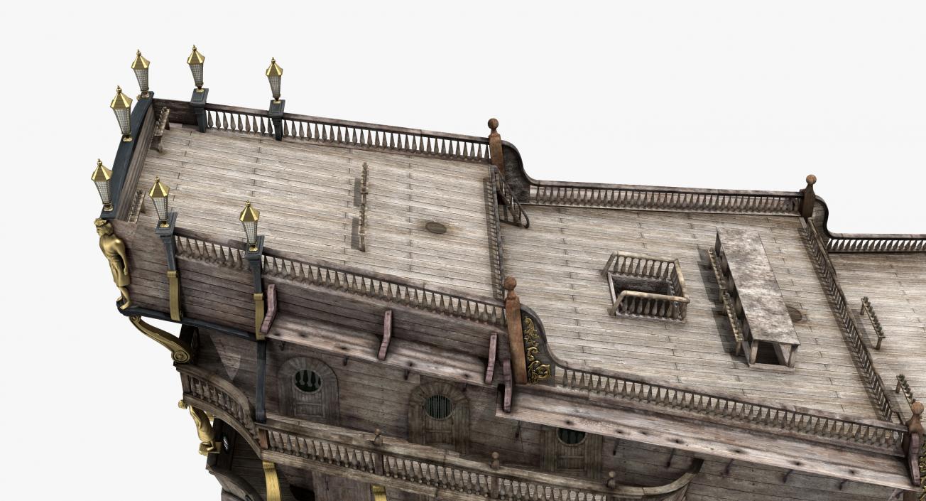 3D Galeon Old Historical Sail Ship