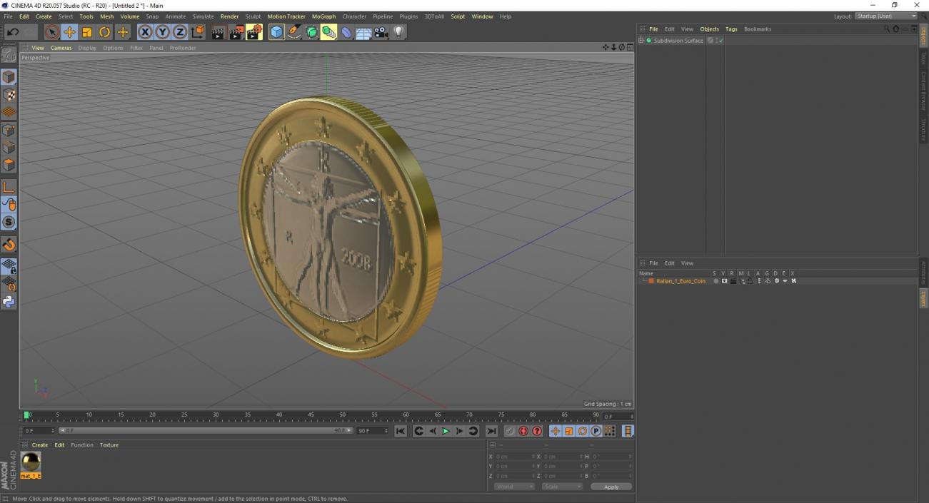 Italian 1 Euro Coin 3D model