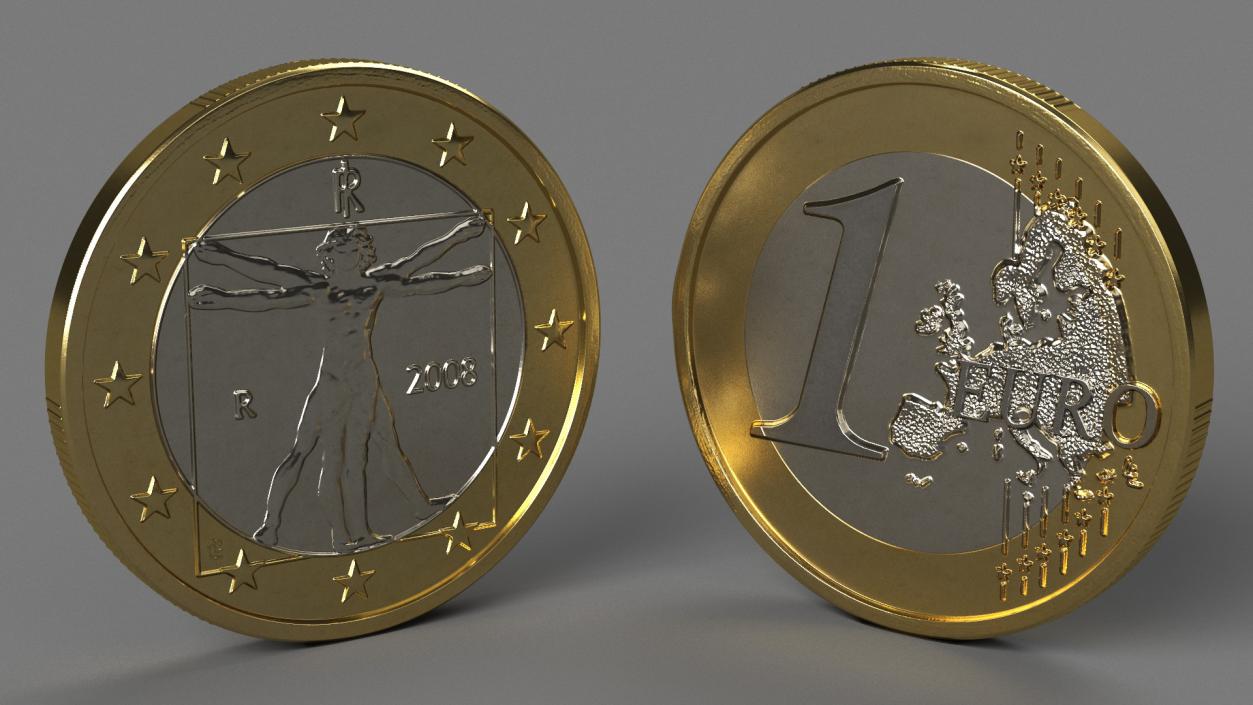 Italian 1 Euro Coin 3D model