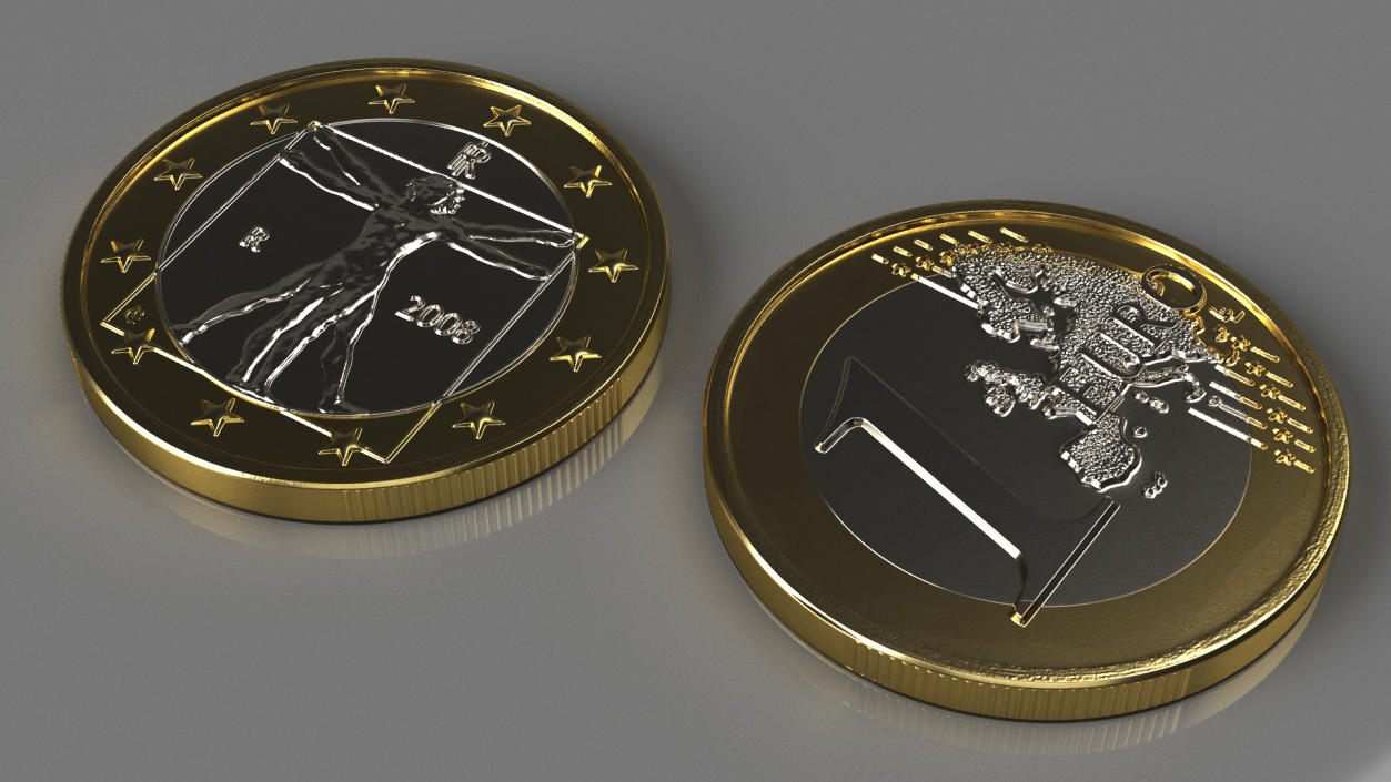 Italian 1 Euro Coin 3D model