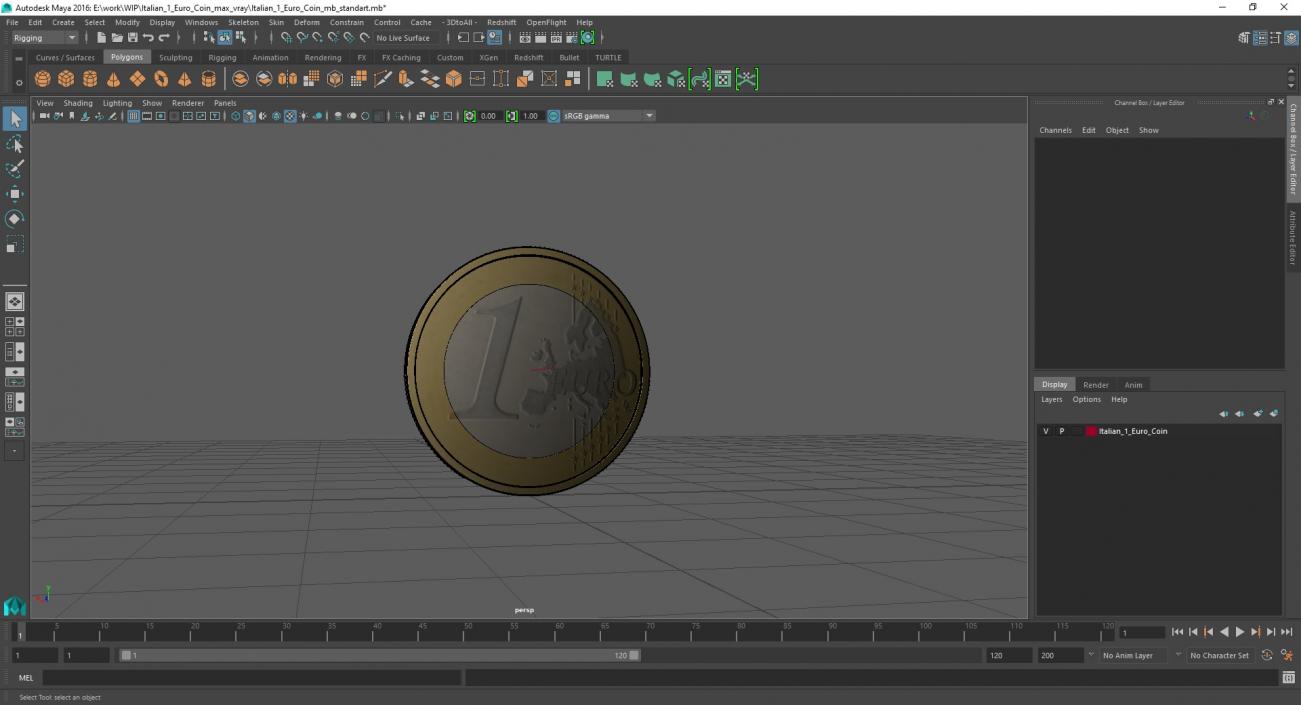 Italian 1 Euro Coin 3D model