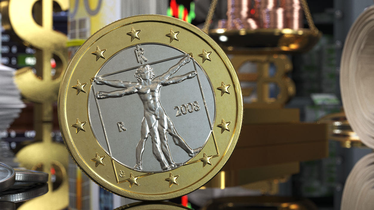 Italian 1 Euro Coin 3D model