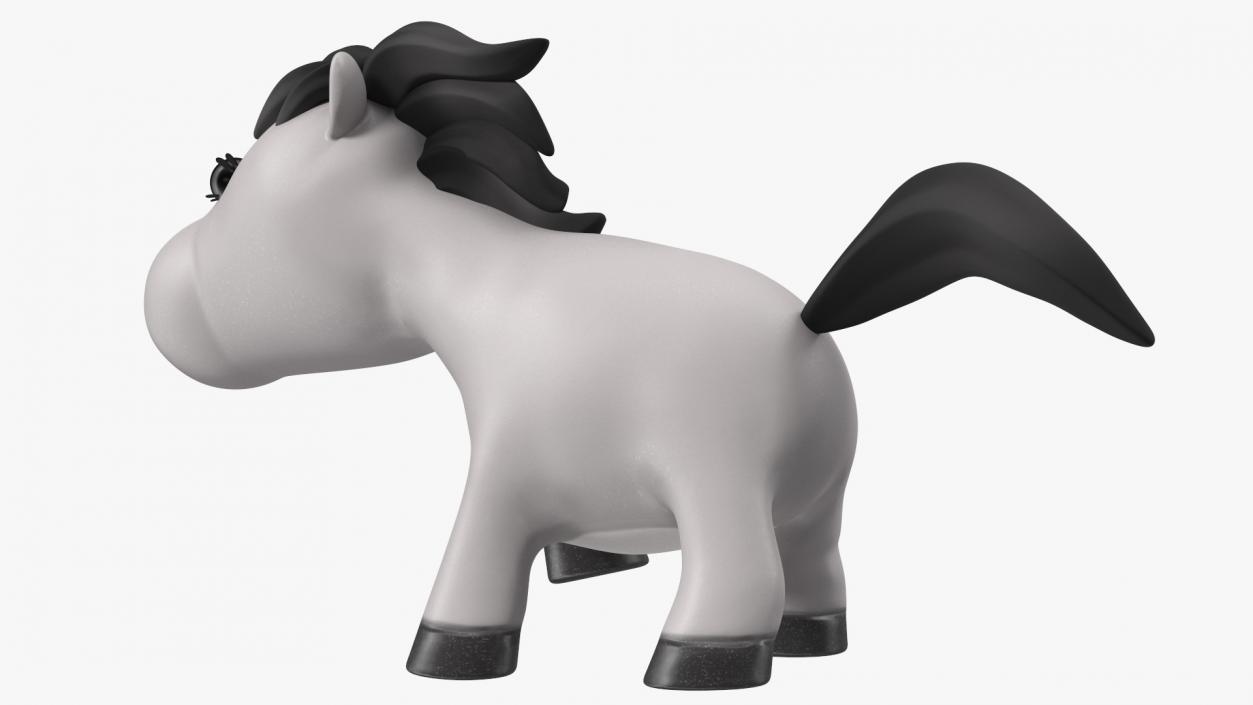 Cartoon White Horse Walking Pose 3D