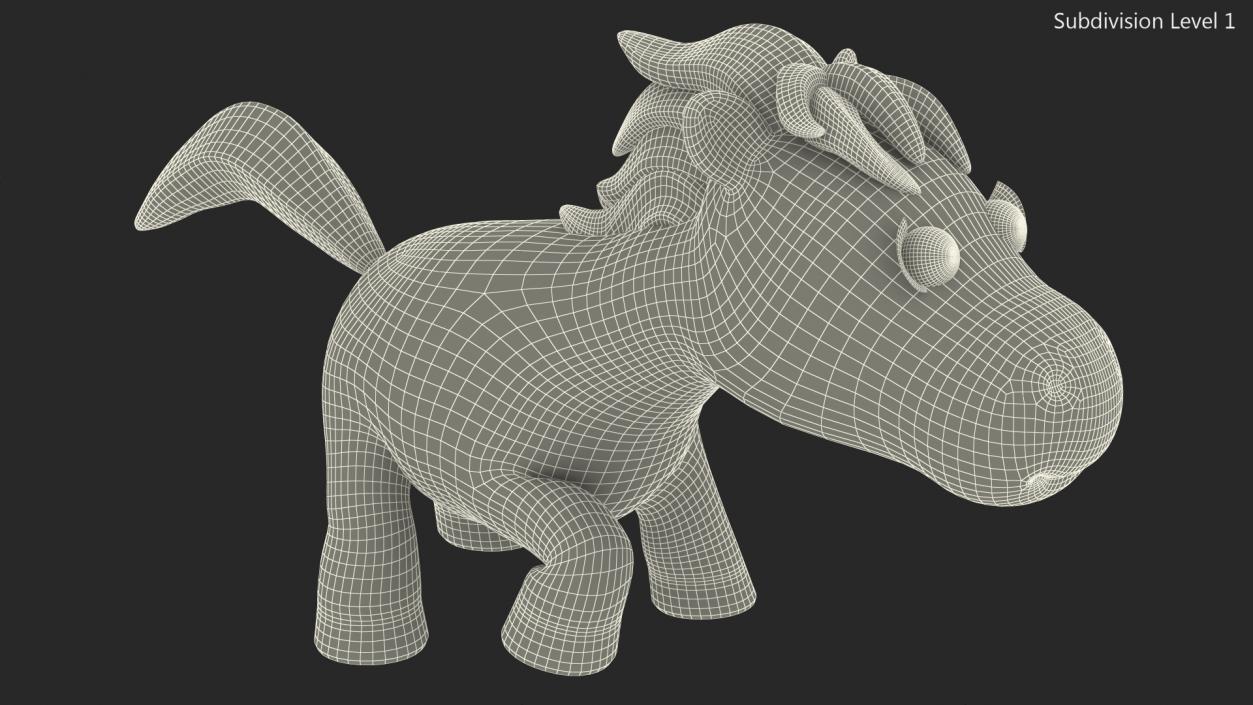 Cartoon White Horse Walking Pose 3D