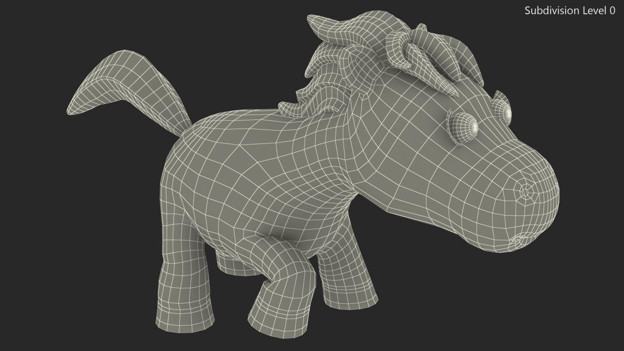 Cartoon White Horse Walking Pose 3D