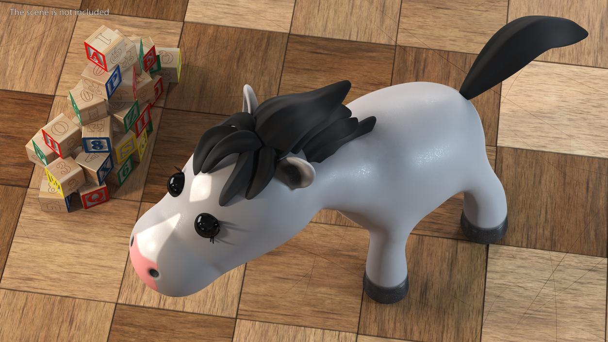 Cartoon White Horse Walking Pose 3D