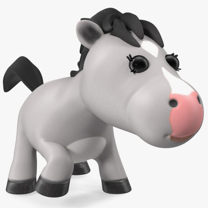 Cartoon White Horse Walking Pose 3D