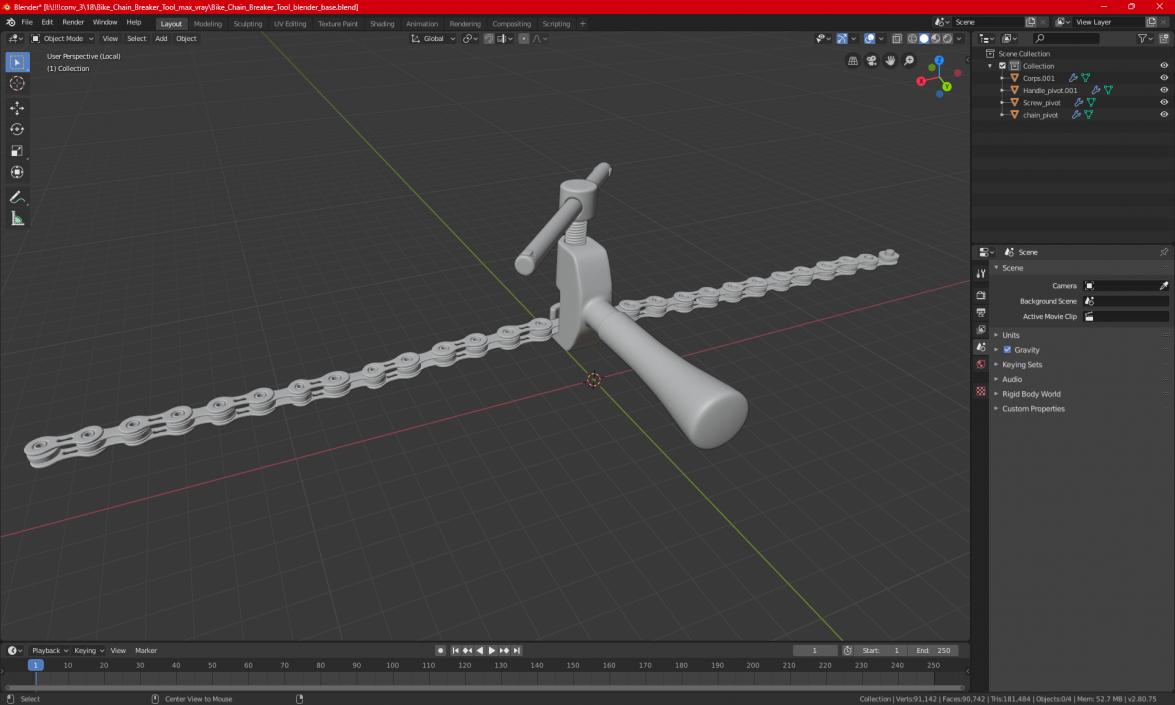 3D Bike Chain Breaker Tool model