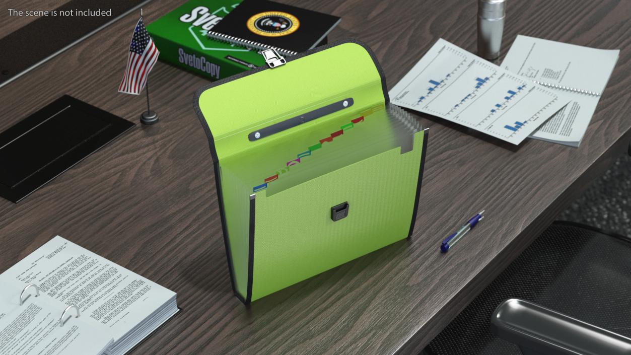 3D Green Expanding Document Holder Open