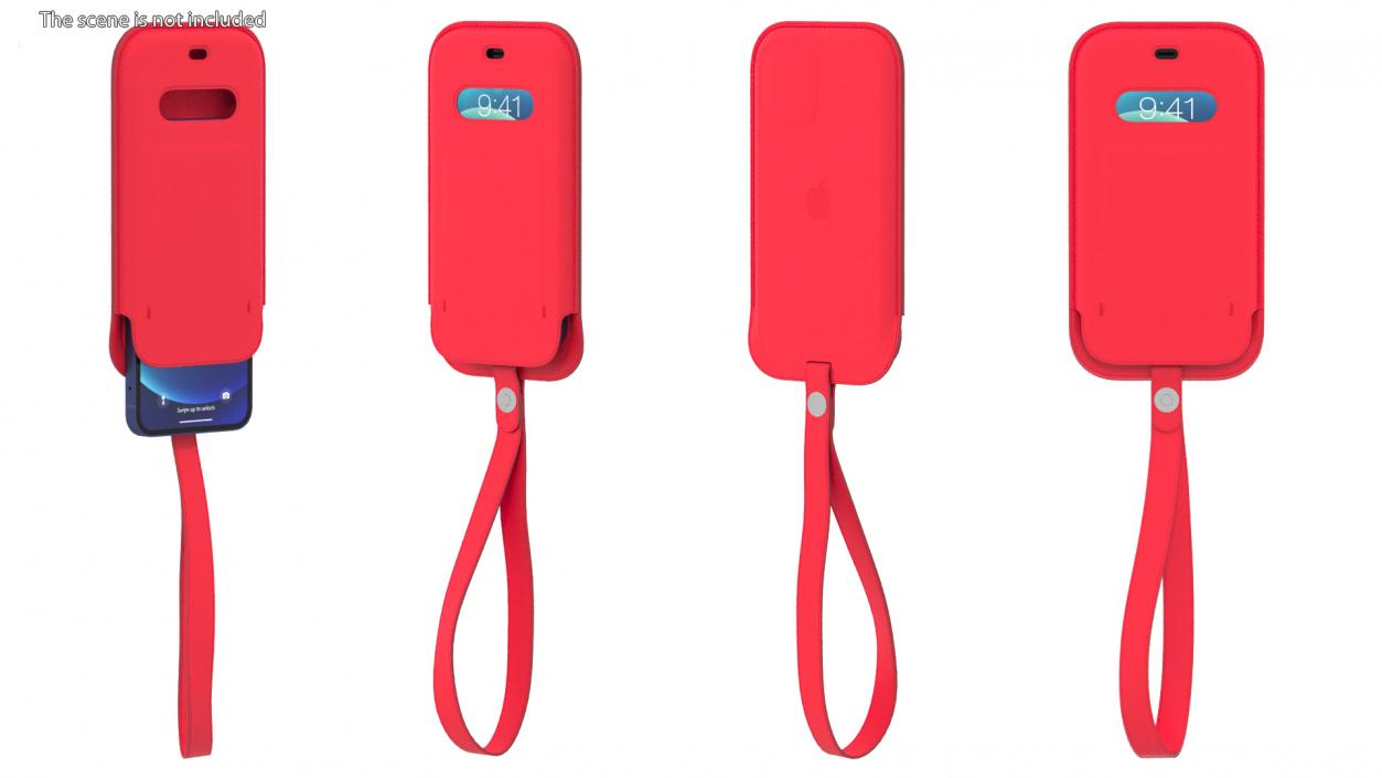 3D iPhone 12 Leather Sleeve with MagSafe Red