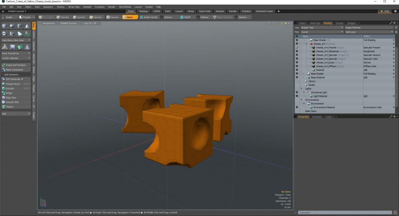 3D model Cartoon Cubes of Yellow Cheese