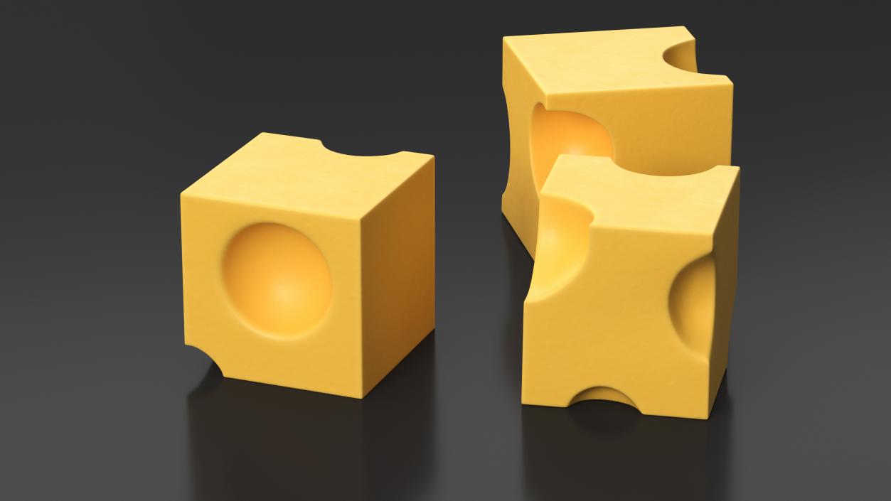 3D model Cartoon Cubes of Yellow Cheese