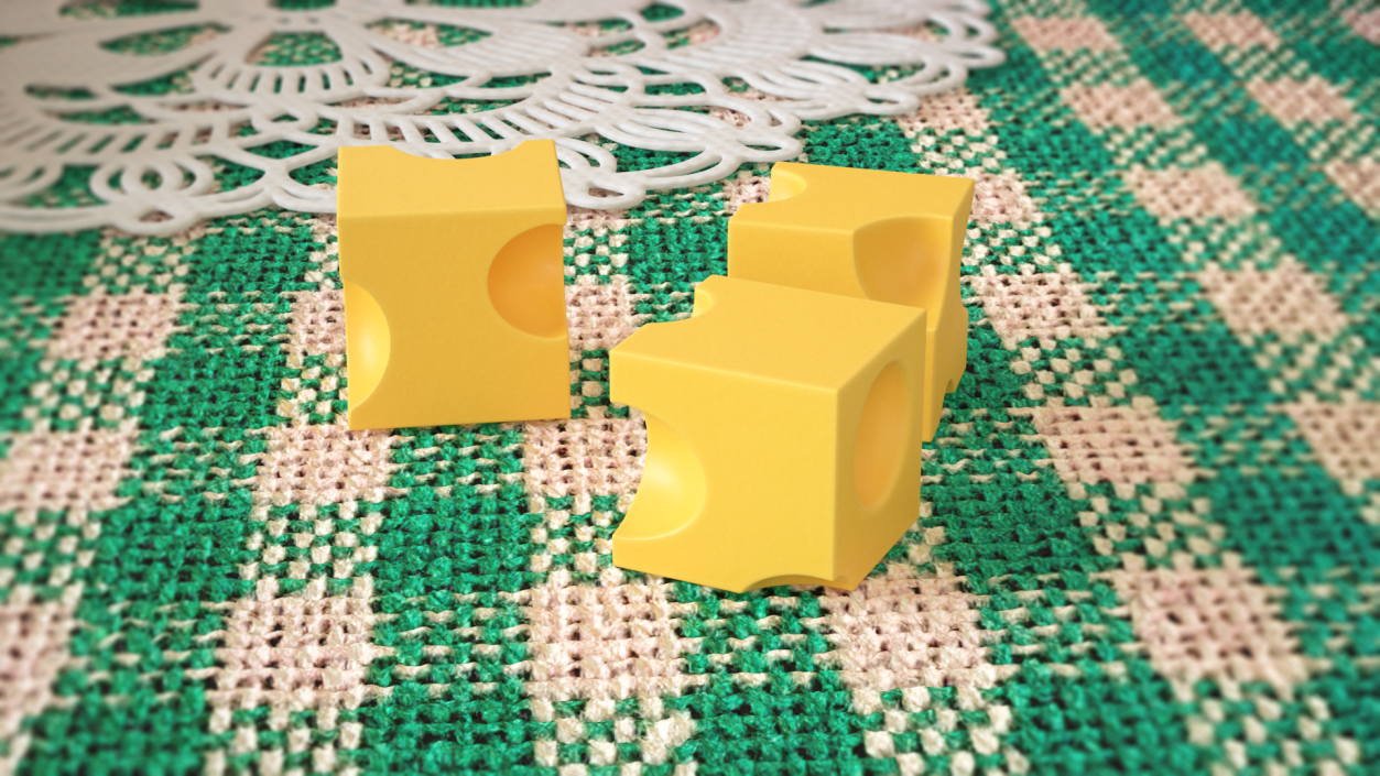 3D model Cartoon Cubes of Yellow Cheese