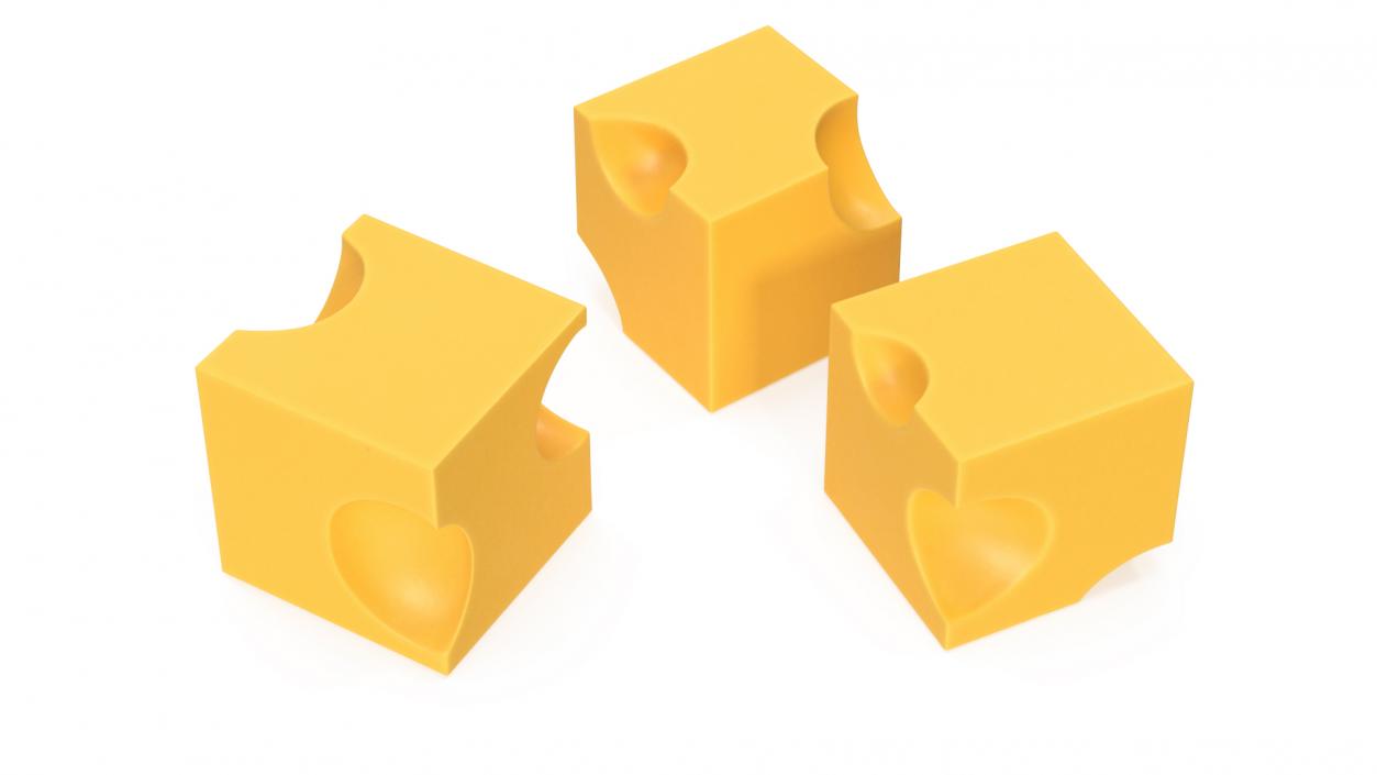 3D model Cartoon Cubes of Yellow Cheese