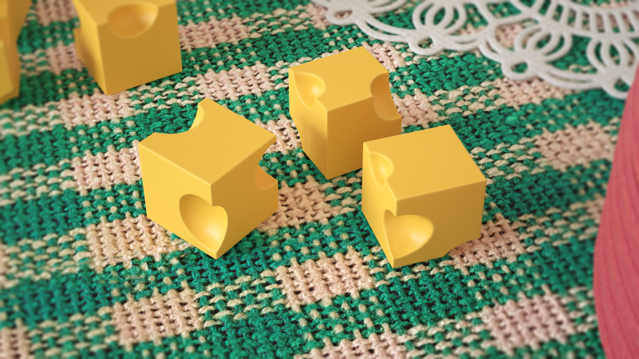 3D model Cartoon Cubes of Yellow Cheese