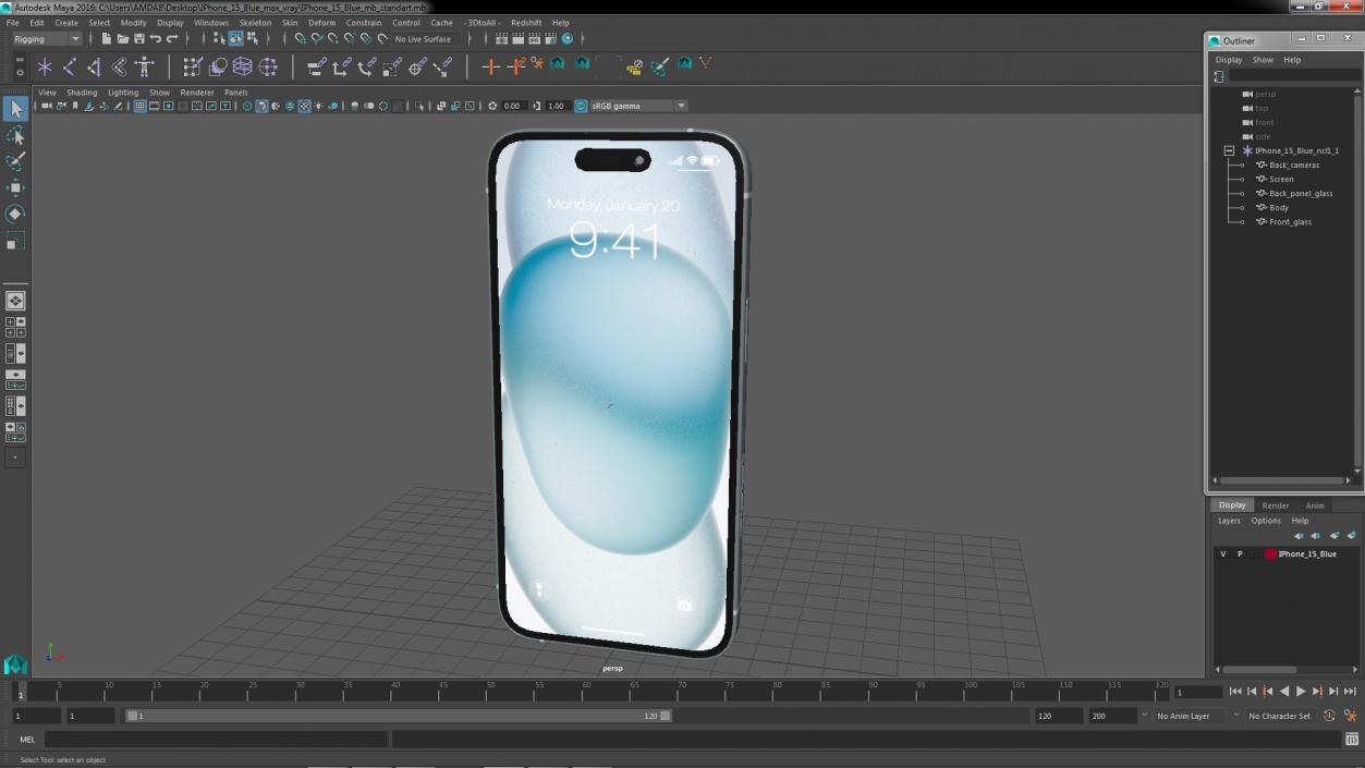 IPhone 15 Blue 3D model