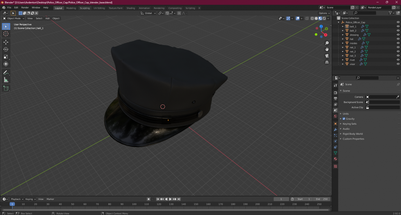 3D Police Officer Cap model